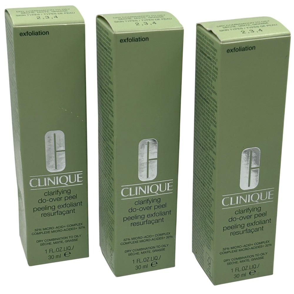 Clinique Clarifying Do-Over Peel Unisex 1oz 3pk Green New 32% Micro-Acid Complex